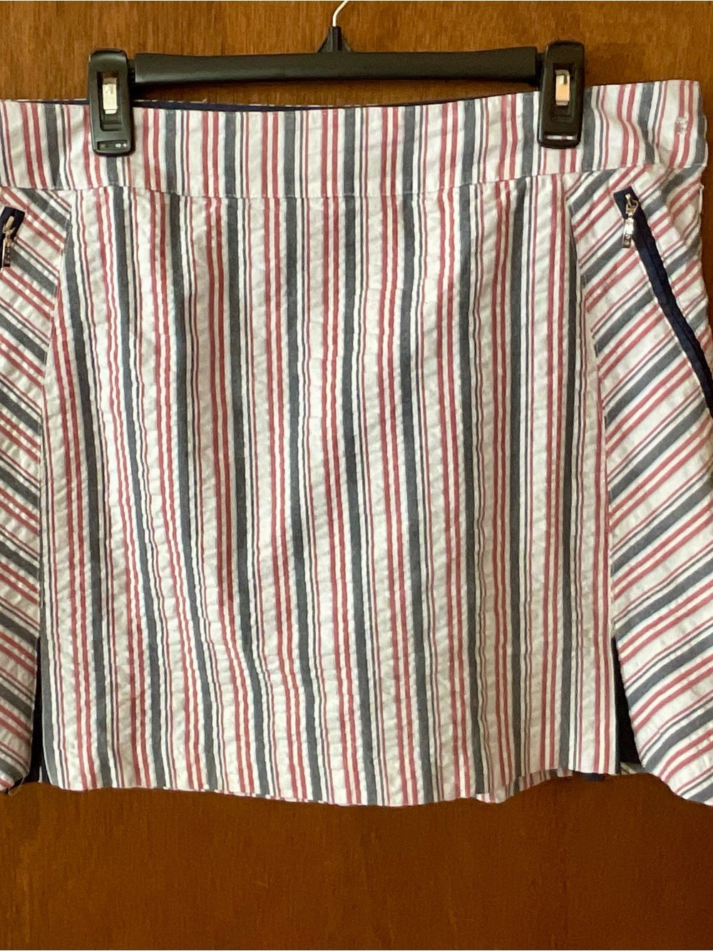 Izod Striped A-Line Skort in White, Red & Navy